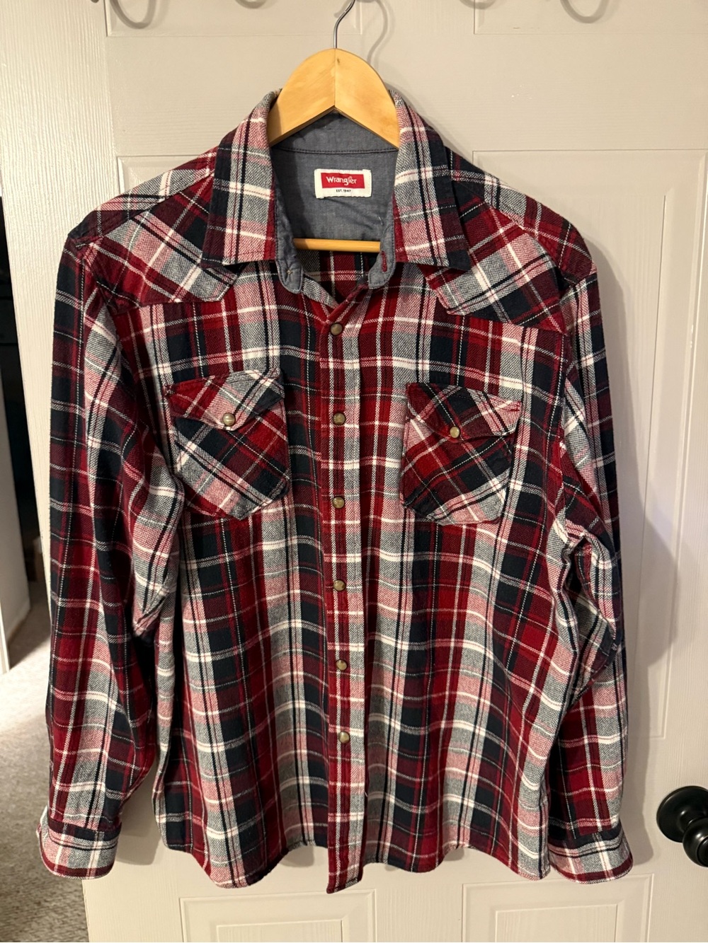 Vintage Wrangler Red Plaid Flannel Shirt - L
